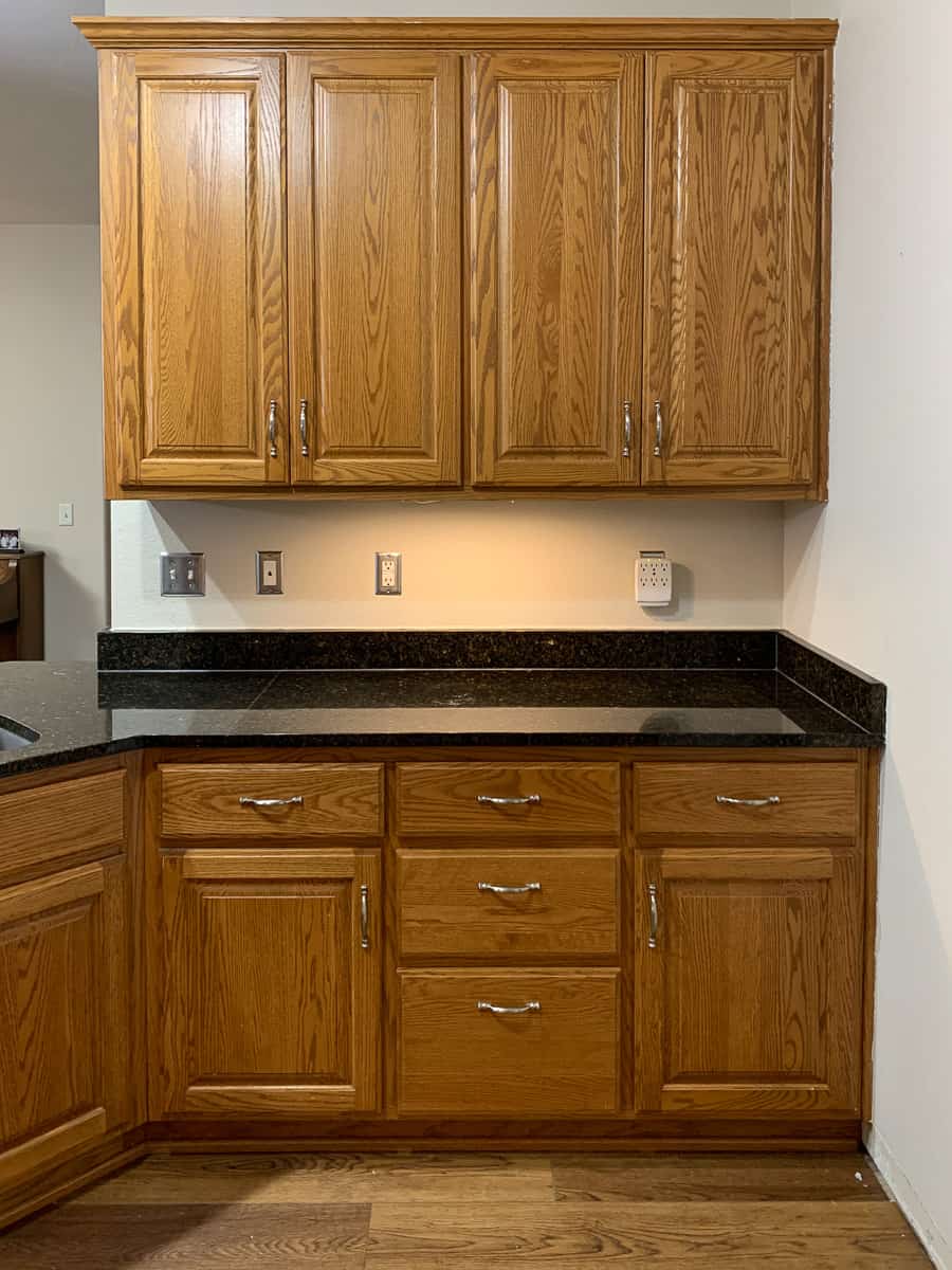 Orange wood cabinets