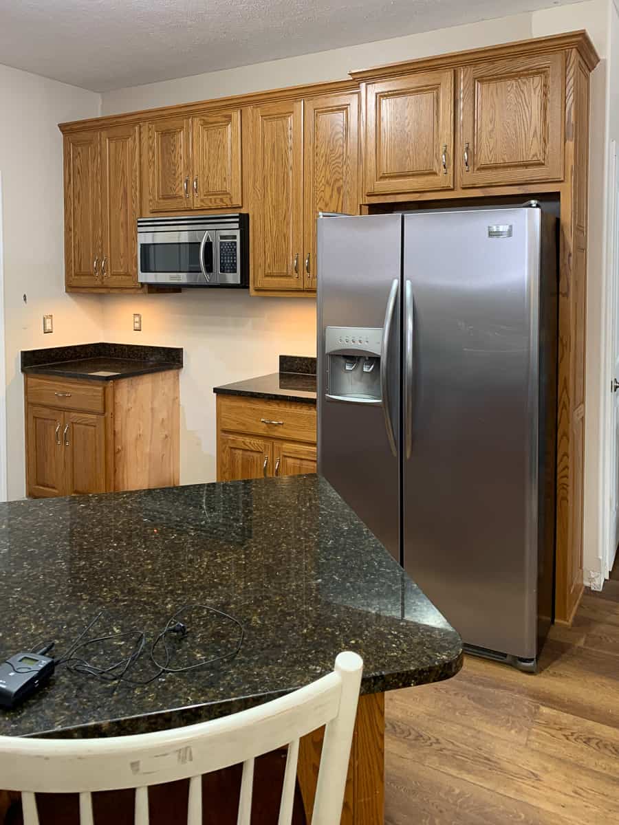 Oak cabinets in a kitchen